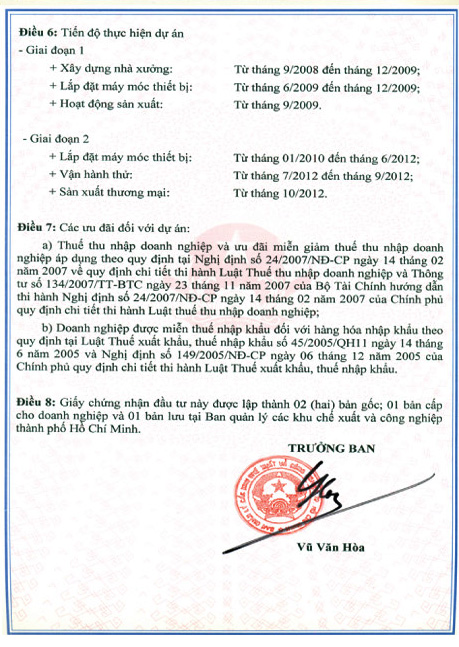 Chứng nhận đầu tư của công ty in bao bì IN7. 3