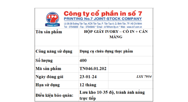 Hộp giấy IVORY - Có in và cán màng